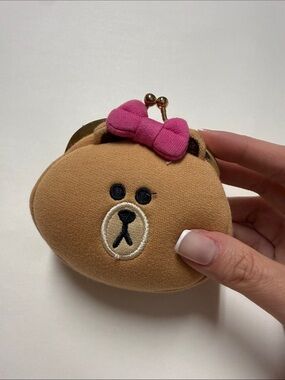Authentic Line friends Korea Cute Bear Coin Purse with Pink Bow